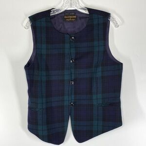 Vintage Collectible Gold by Giorgio Sant Angelo Wool Plaid Vest Size Medium